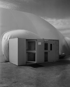 Tented building inblaack and white